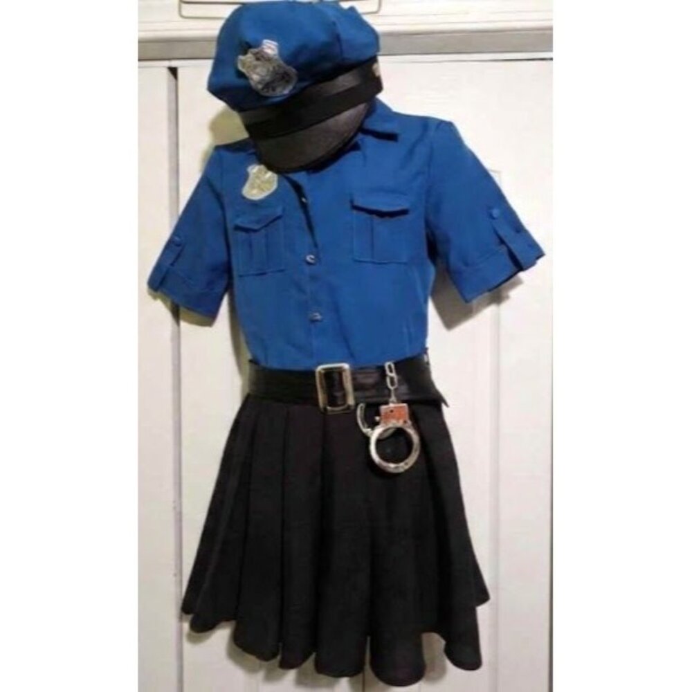 Officer Cop Cutie Costume Girls 12-14 Police Dress Handcuffs Hat Kids Halloween